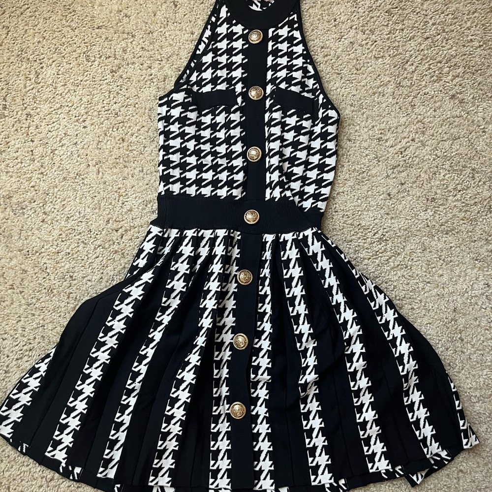 Stylish Black and White Mini Dress